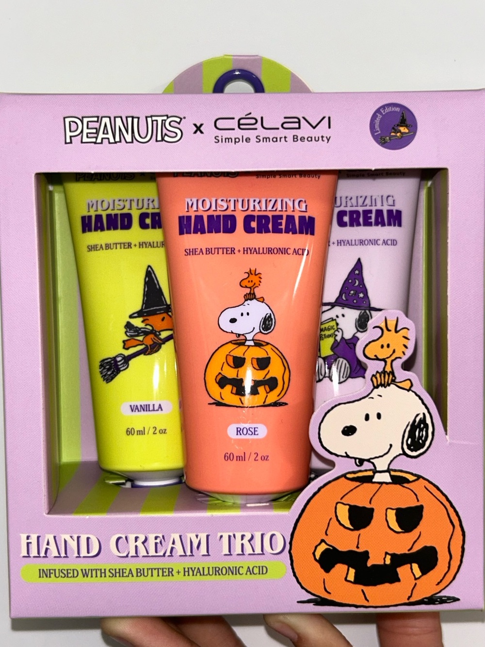 Limited Edition Peanuts Snoopy x Celavi Halloween Hand Cream Trío